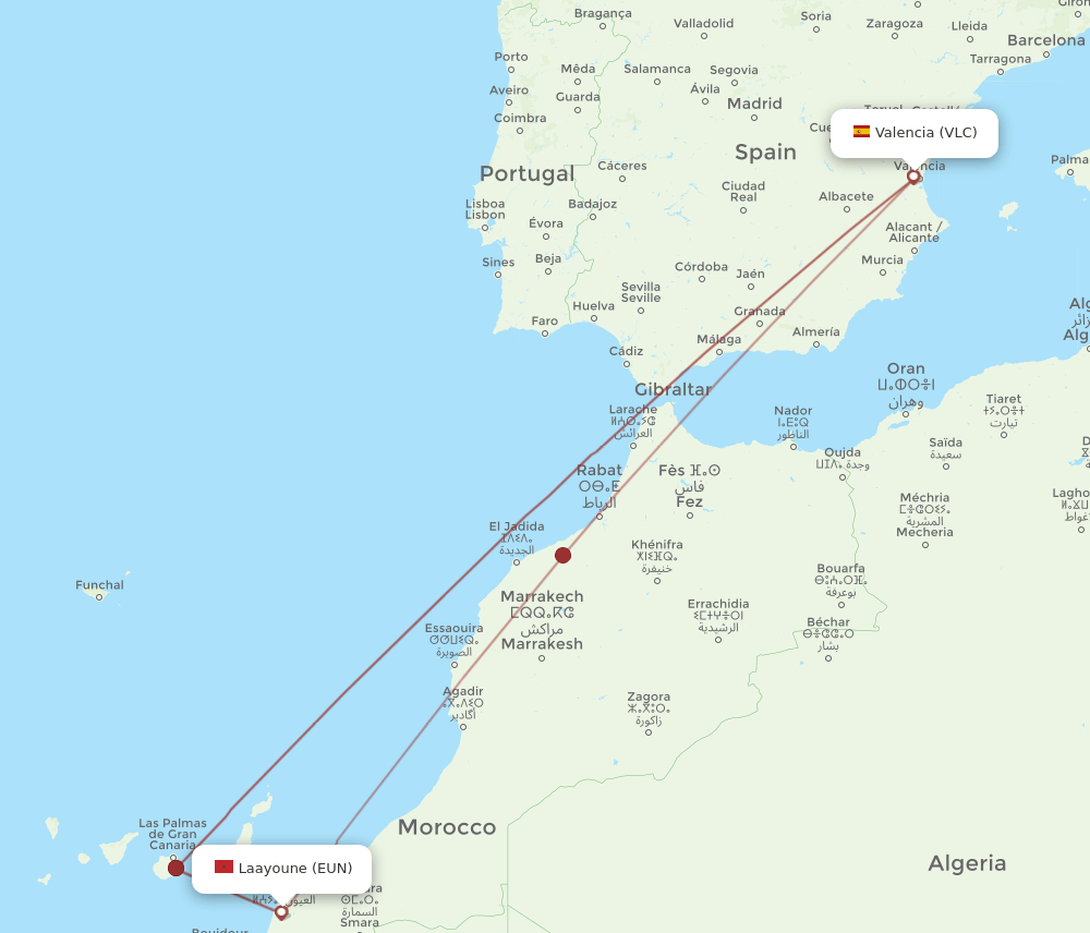 VLC-EUN flight routes