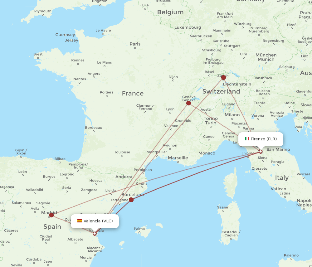 VLC-FLR flight routes