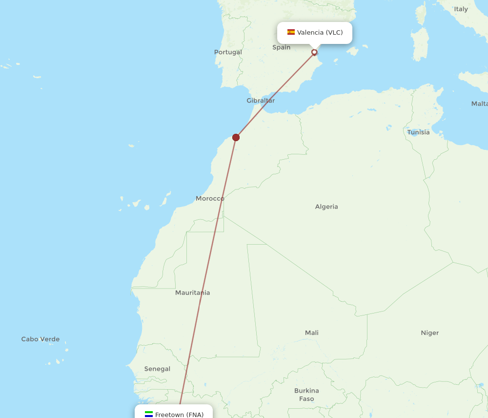 VLC-FNA flight routes