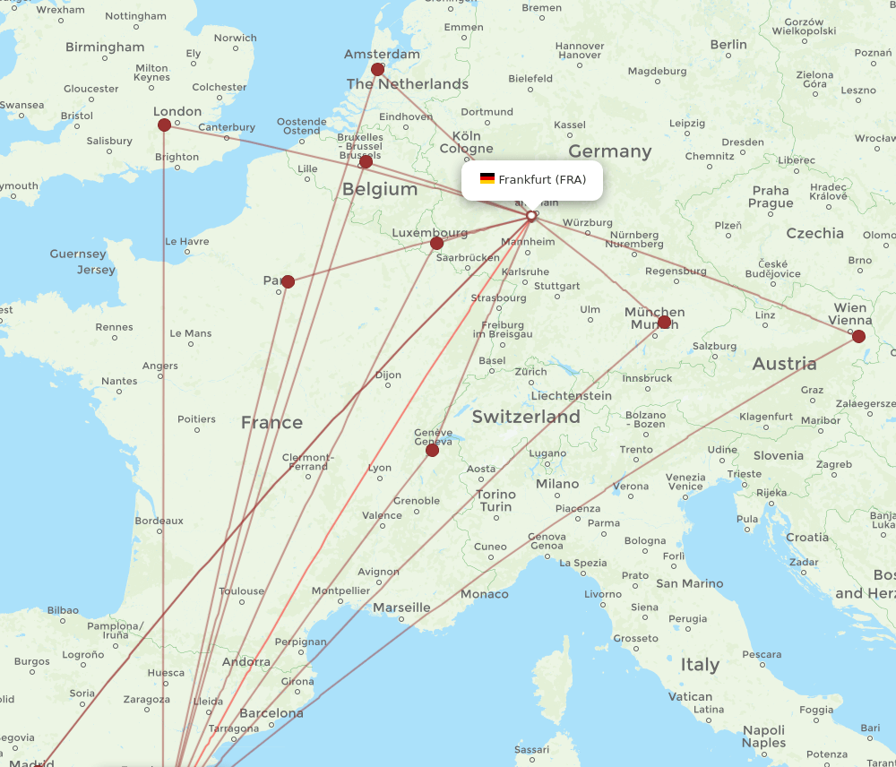 VLC-FRA flight routes