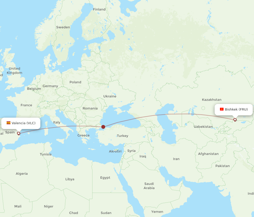 VLC-FRU flight routes