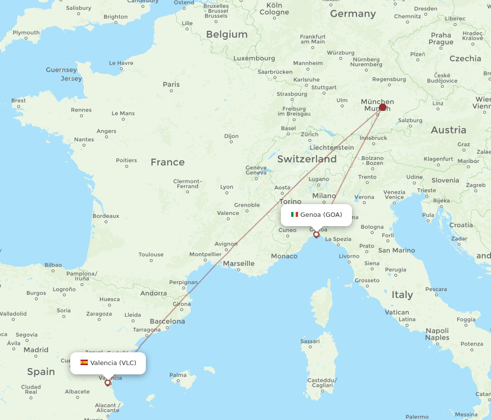 VLC-GOA flight routes
