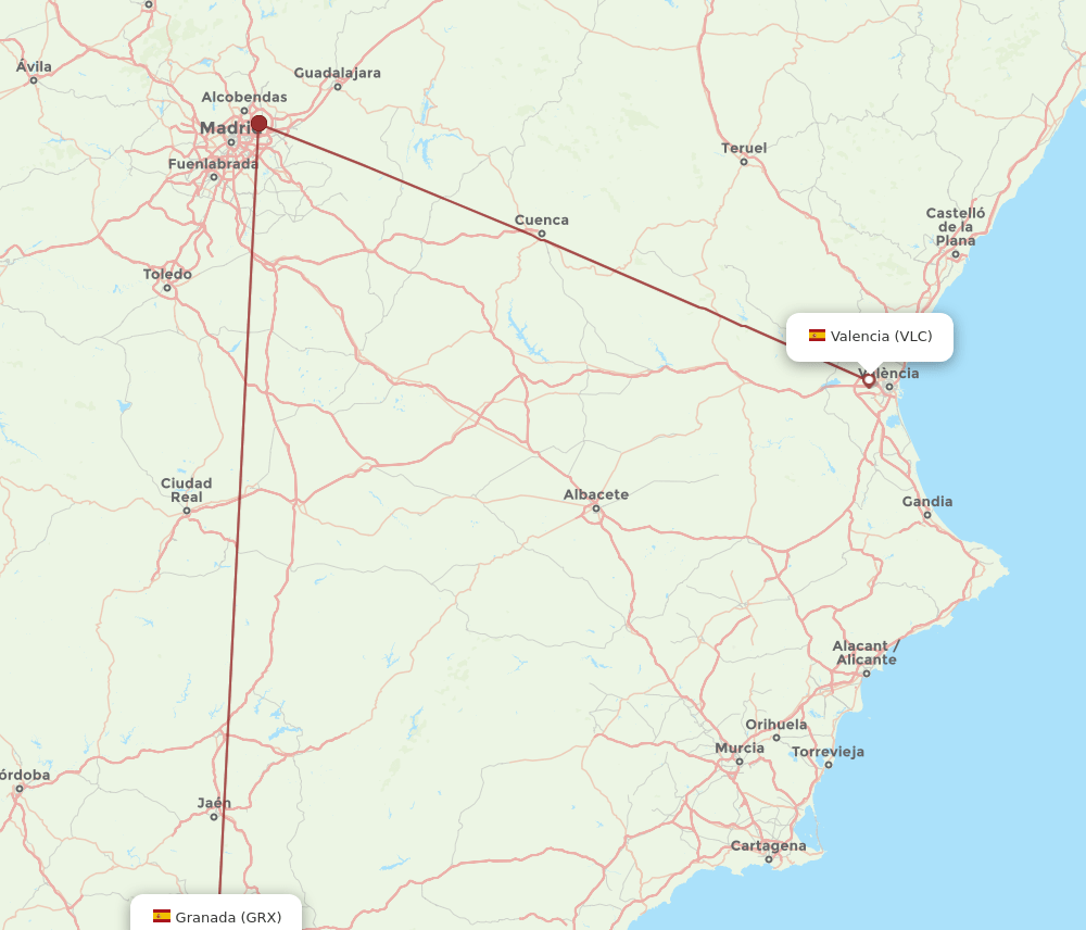 VLC-GRX flight routes