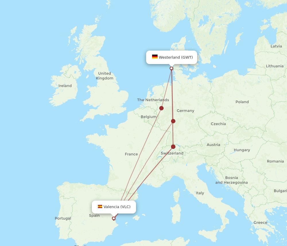 VLC-GWT flight routes