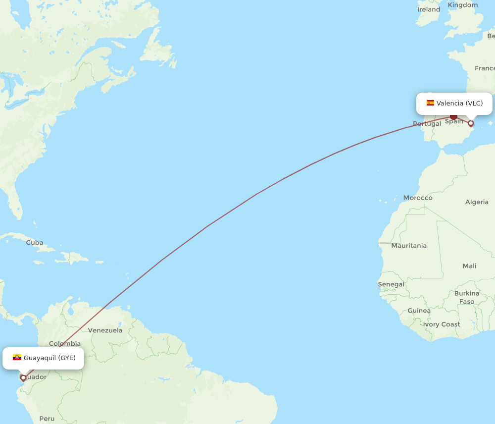 VLC-GYE flight routes