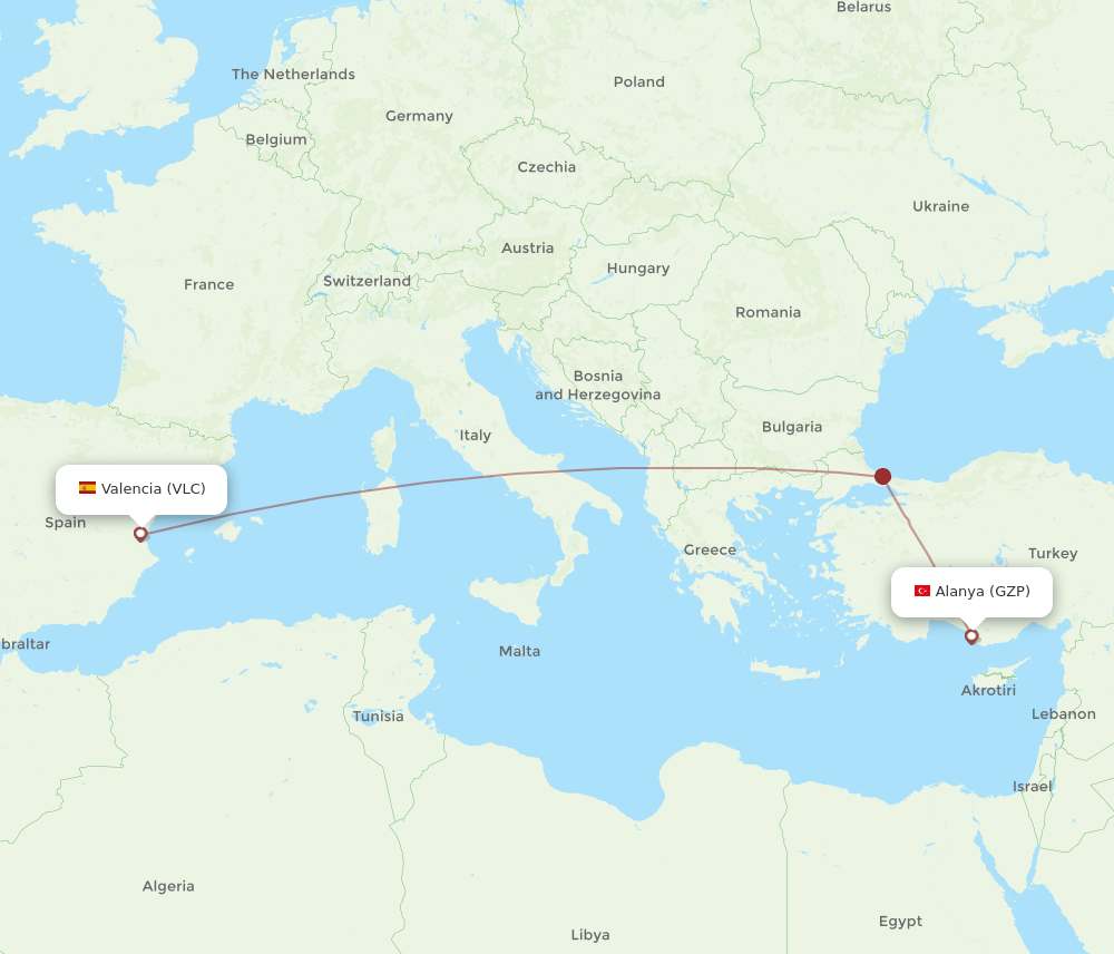 VLC-GZP flight routes