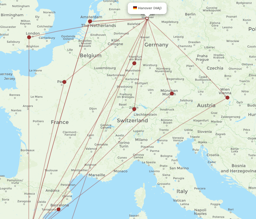VLC-HAJ flight routes