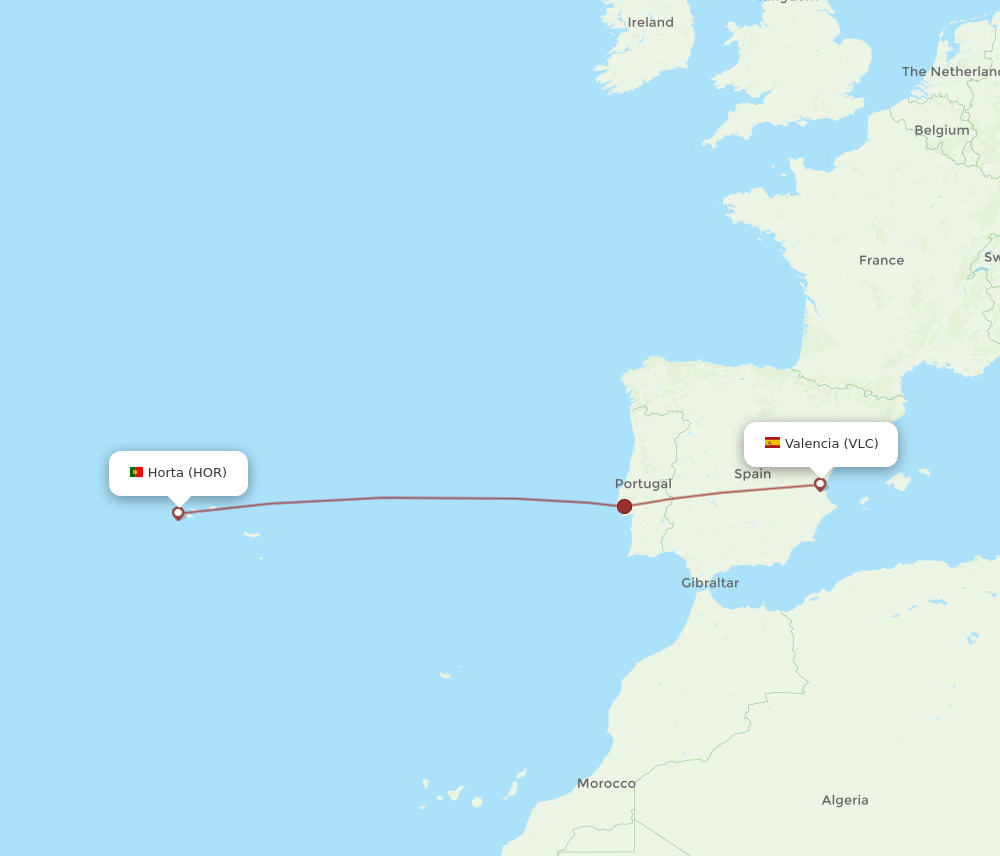 VLC to HOR flights and routes map