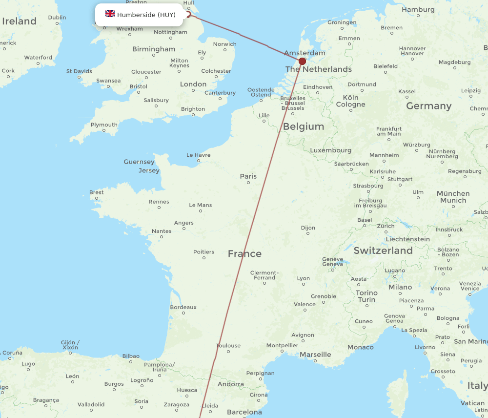 VLC-HUY flight routes