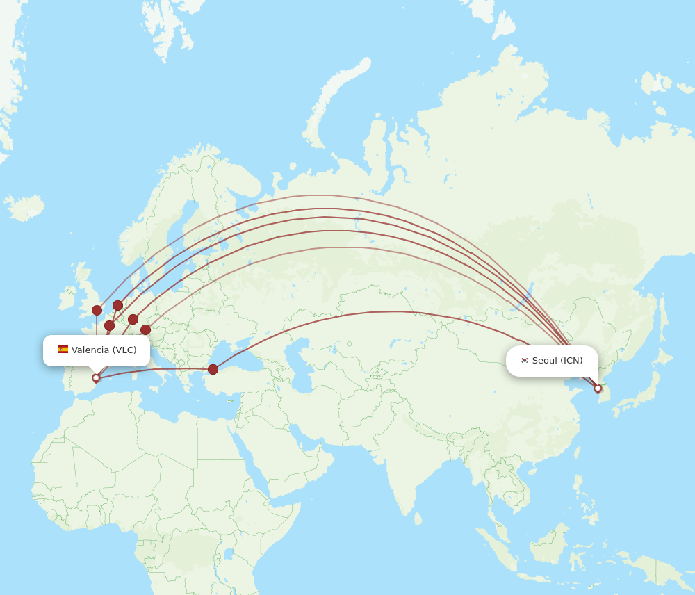 VLC-ICN flight routes