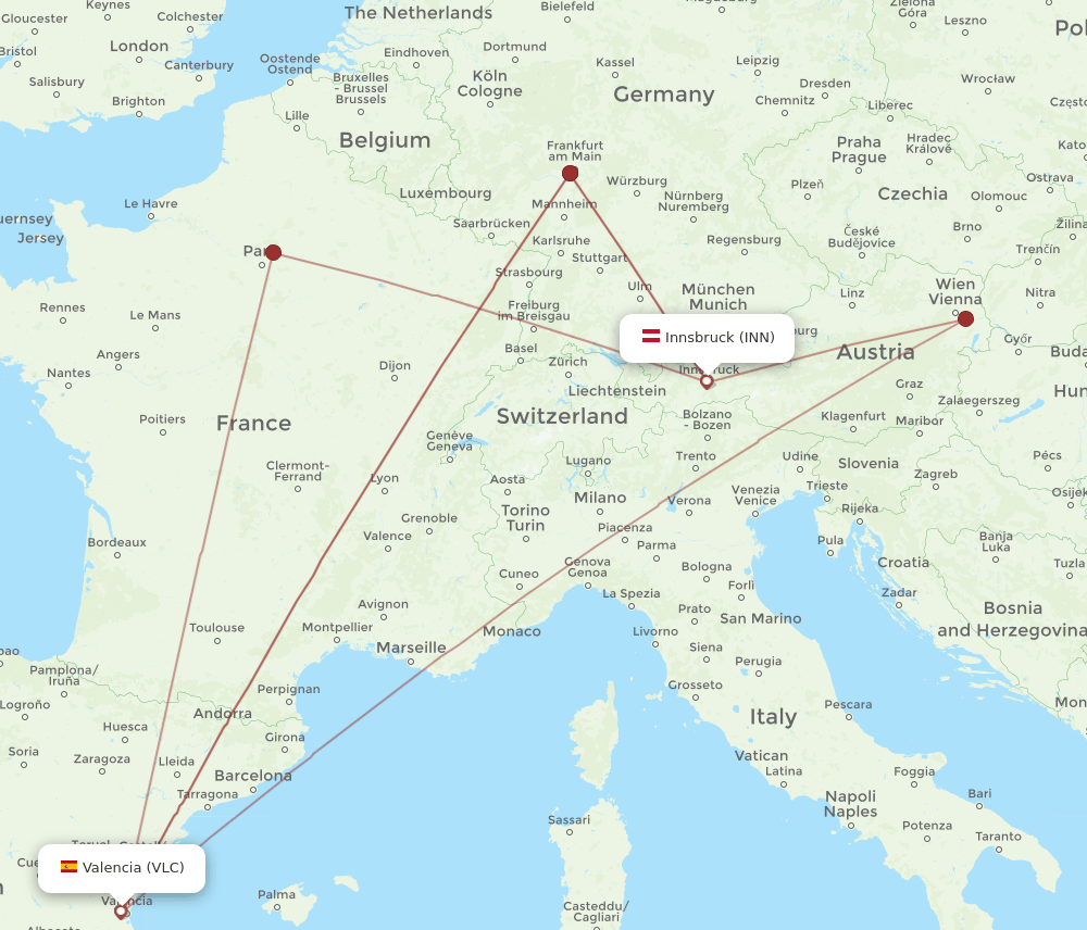 VLC-INN flight routes