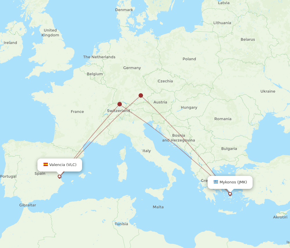 VLC-JMK flight routes