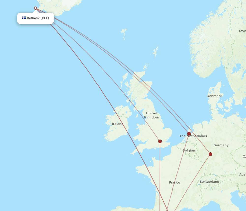 VLC to KEF flights and routes map