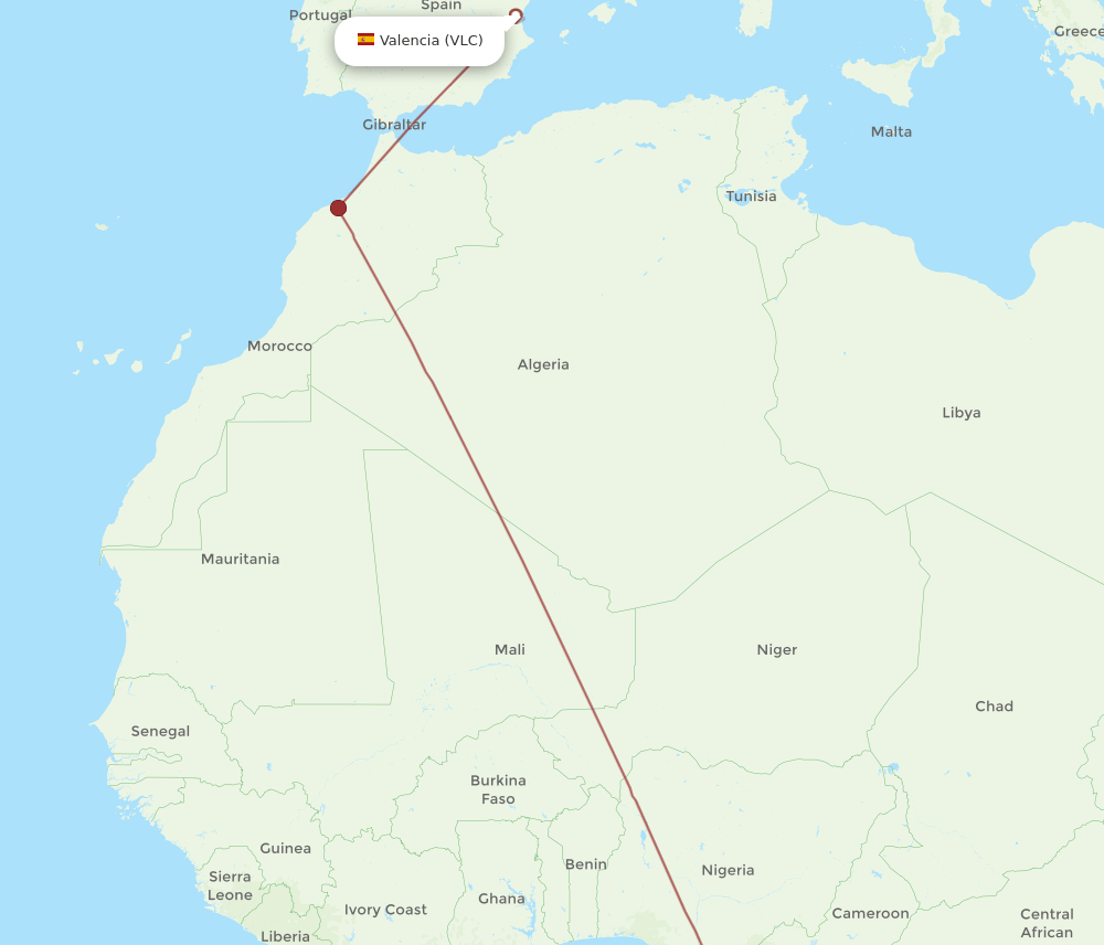 VLC-LBV flight routes