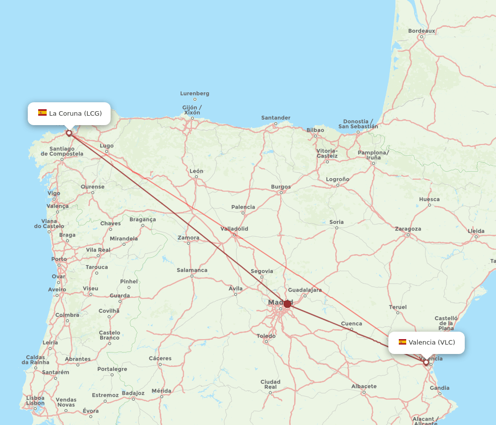 VLC-LCG flight routes