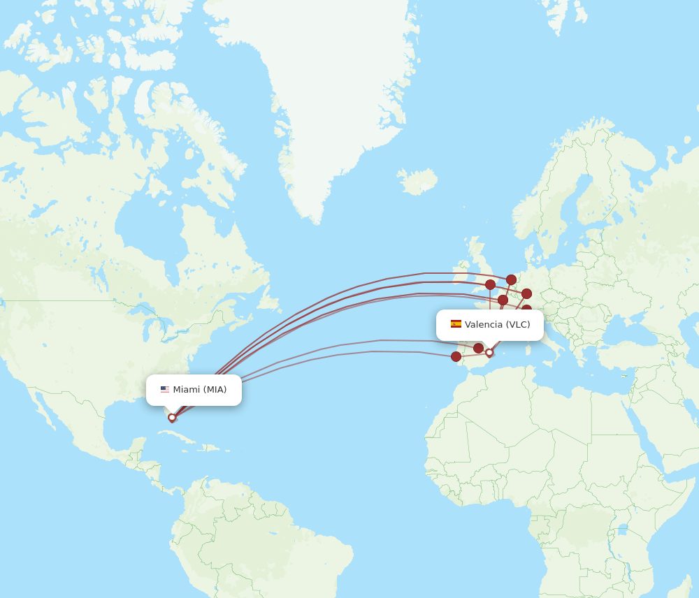 VLC-MIA flight routes