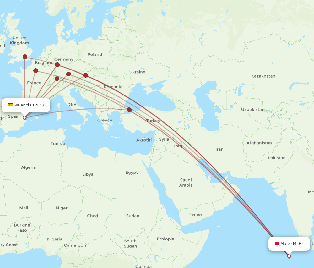 VLC-MLE flight routes