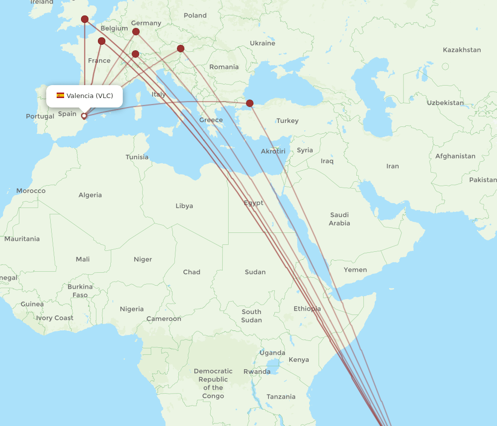 VLC-MRU flight routes