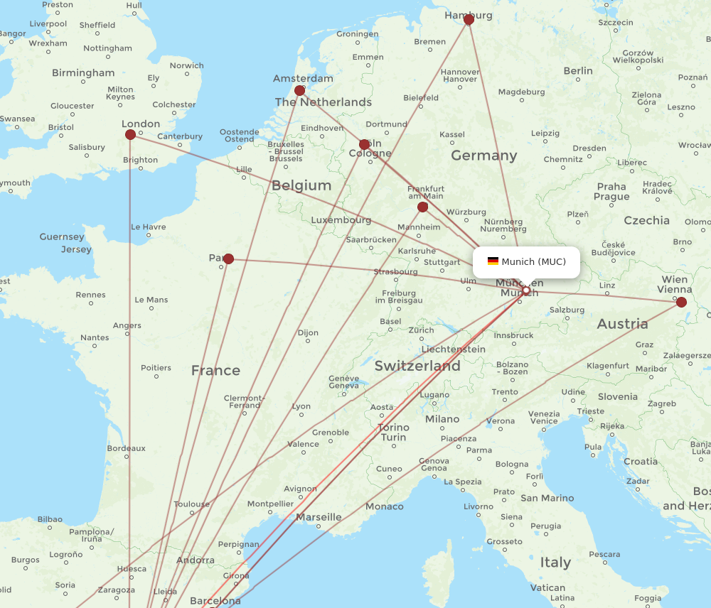 VLC to MUC flights and routes map