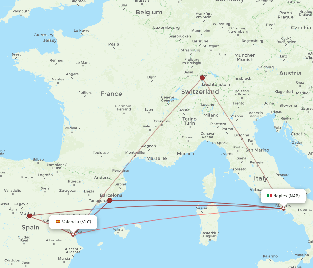 VLC-NAP flight routes