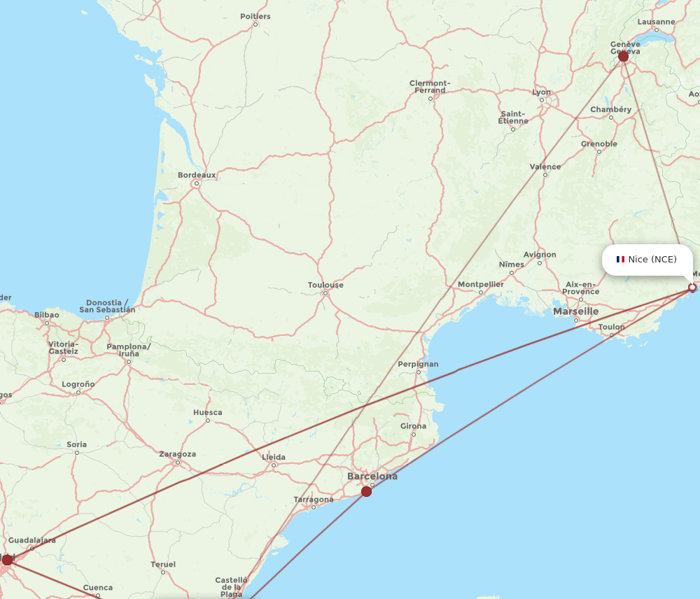 VLC to NCE flights and routes map