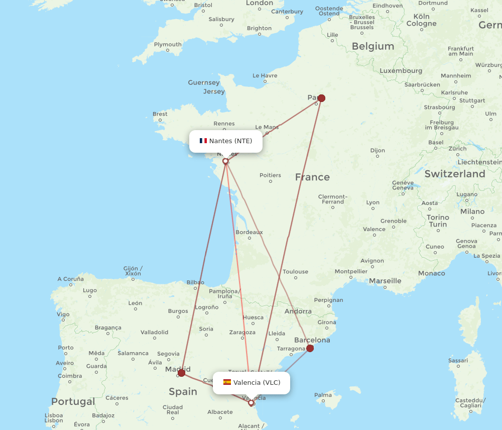 VLC-NTE flight routes