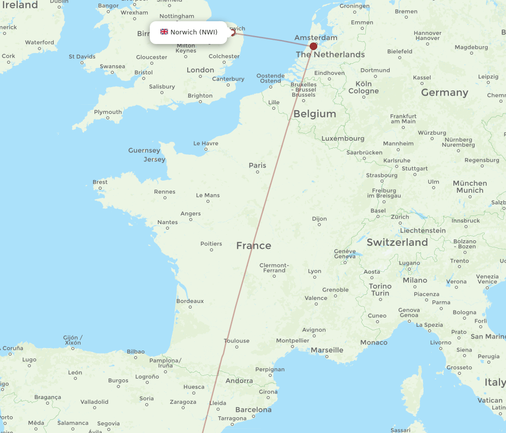 VLC-NWI flight routes