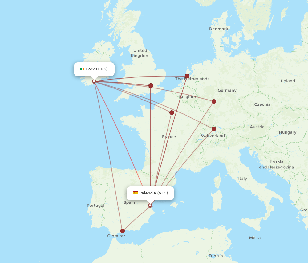 VLC-ORK flight routes