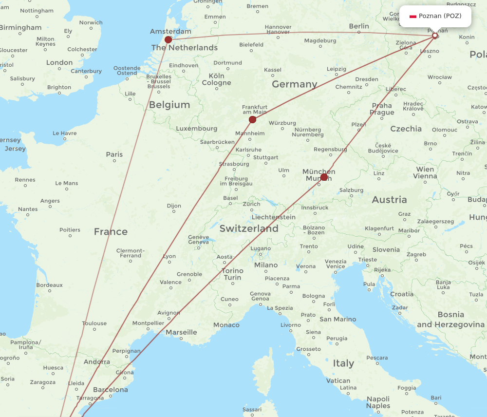 VLC-POZ flight routes