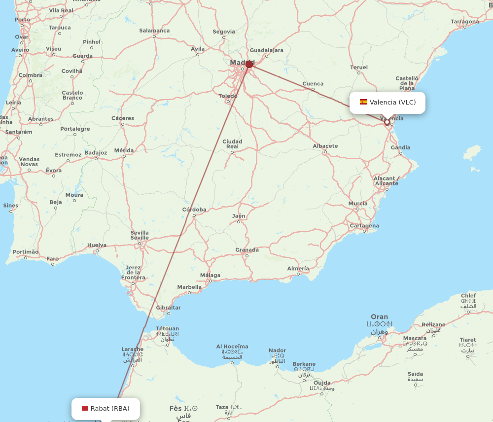 VLC-RBA flight routes