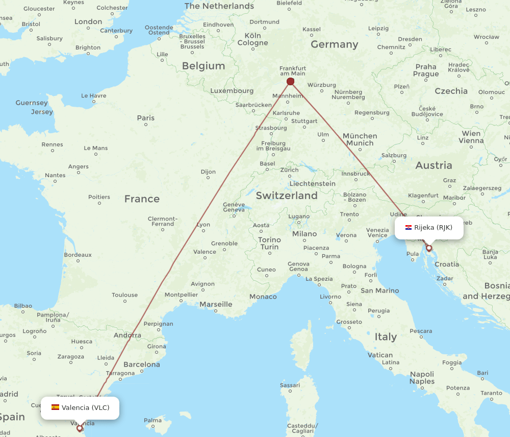 VLC-RJK flight routes