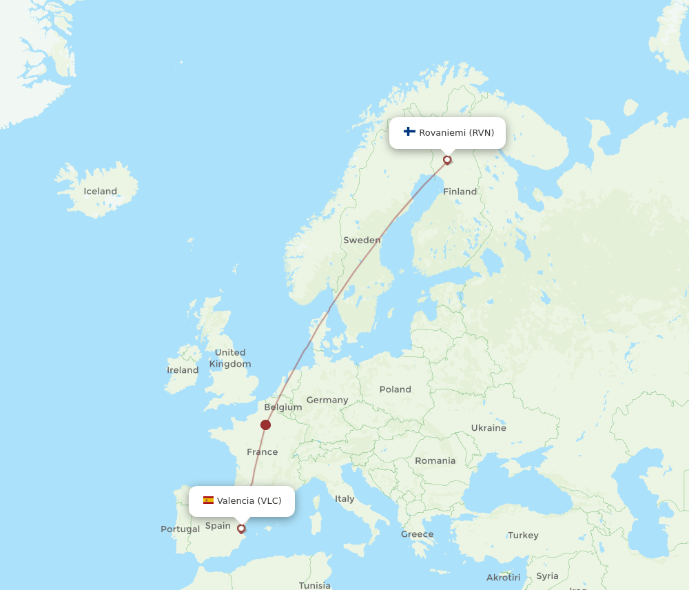 VLC-RVN flight routes