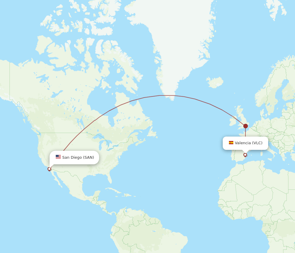 VLC-SAN flight routes