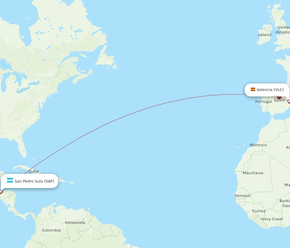 VLC-SAP flight routes