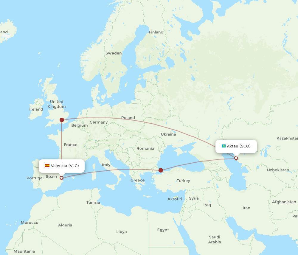 VLC to SCO flights and routes map