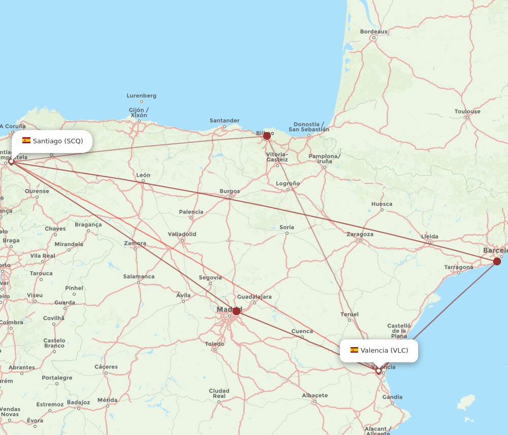VLC-SCQ flight routes