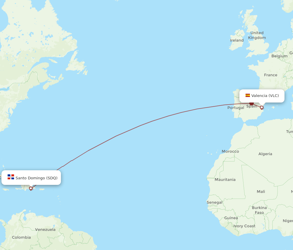 VLC-SDQ flight routes