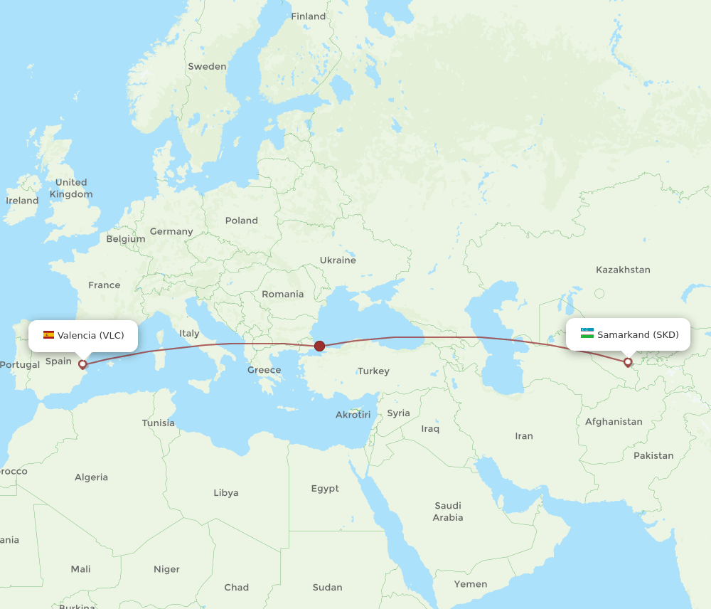 VLC-SKD flight routes