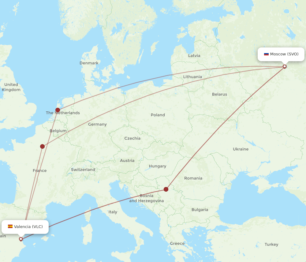 VLC-SVO flight routes