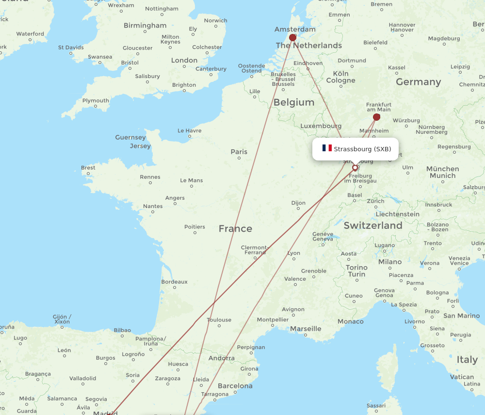 VLC to SXB flights and routes map
