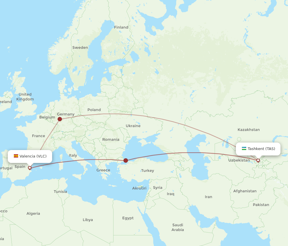VLC-TAS flight routes