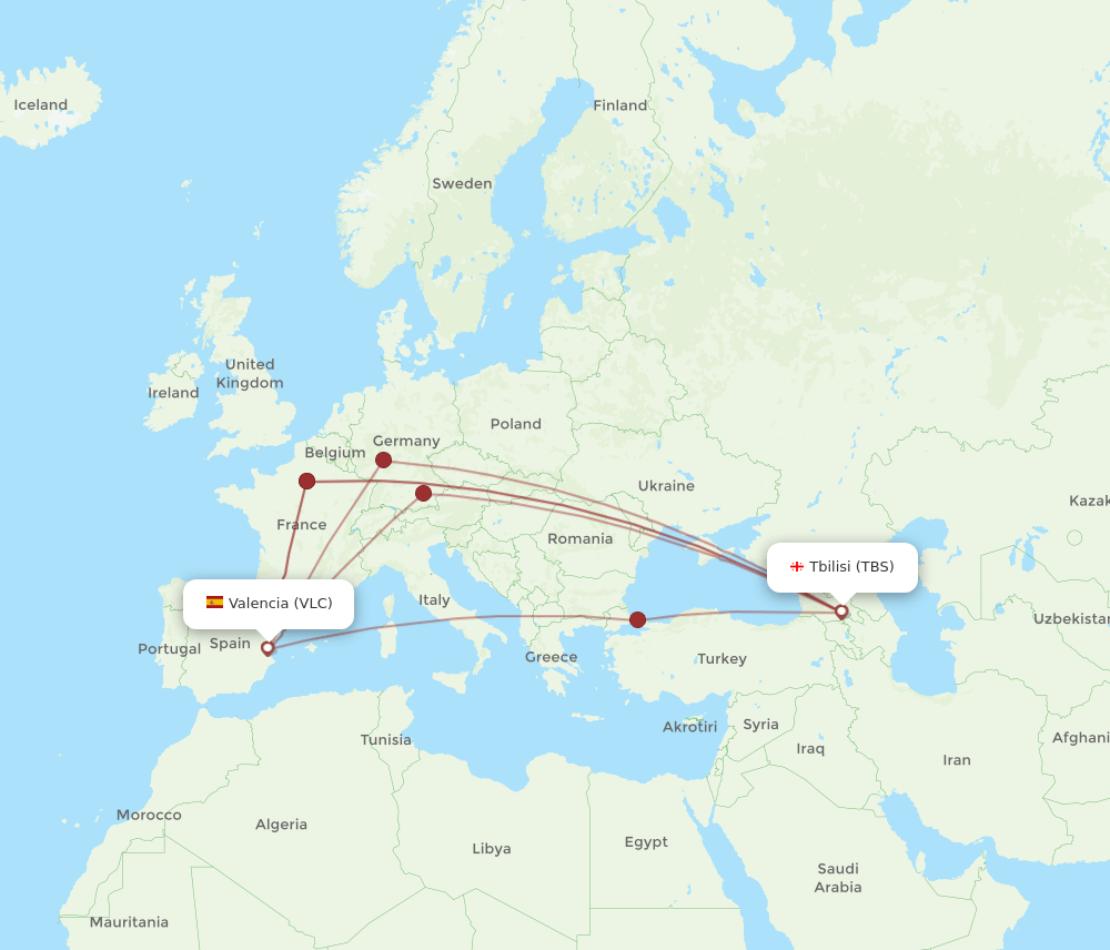 VLC-TBS flight routes