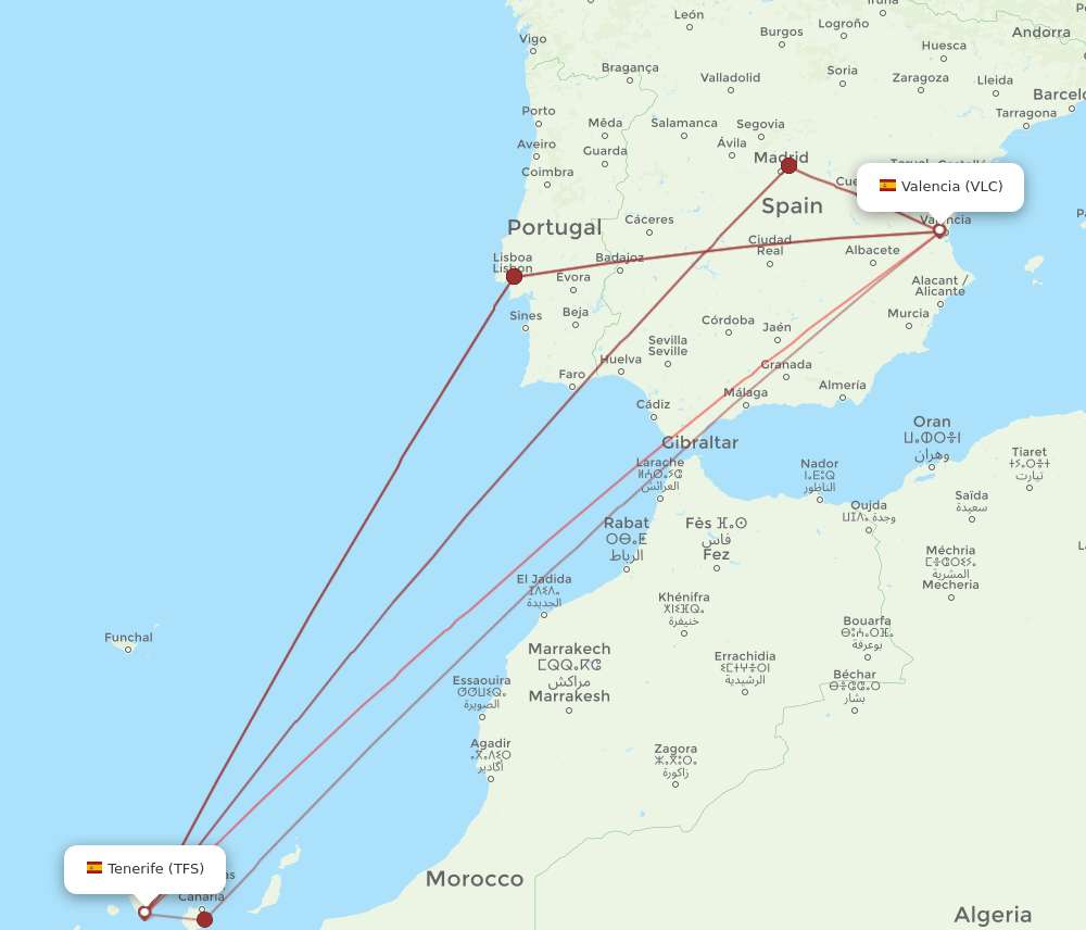 VLC-TFS flight routes