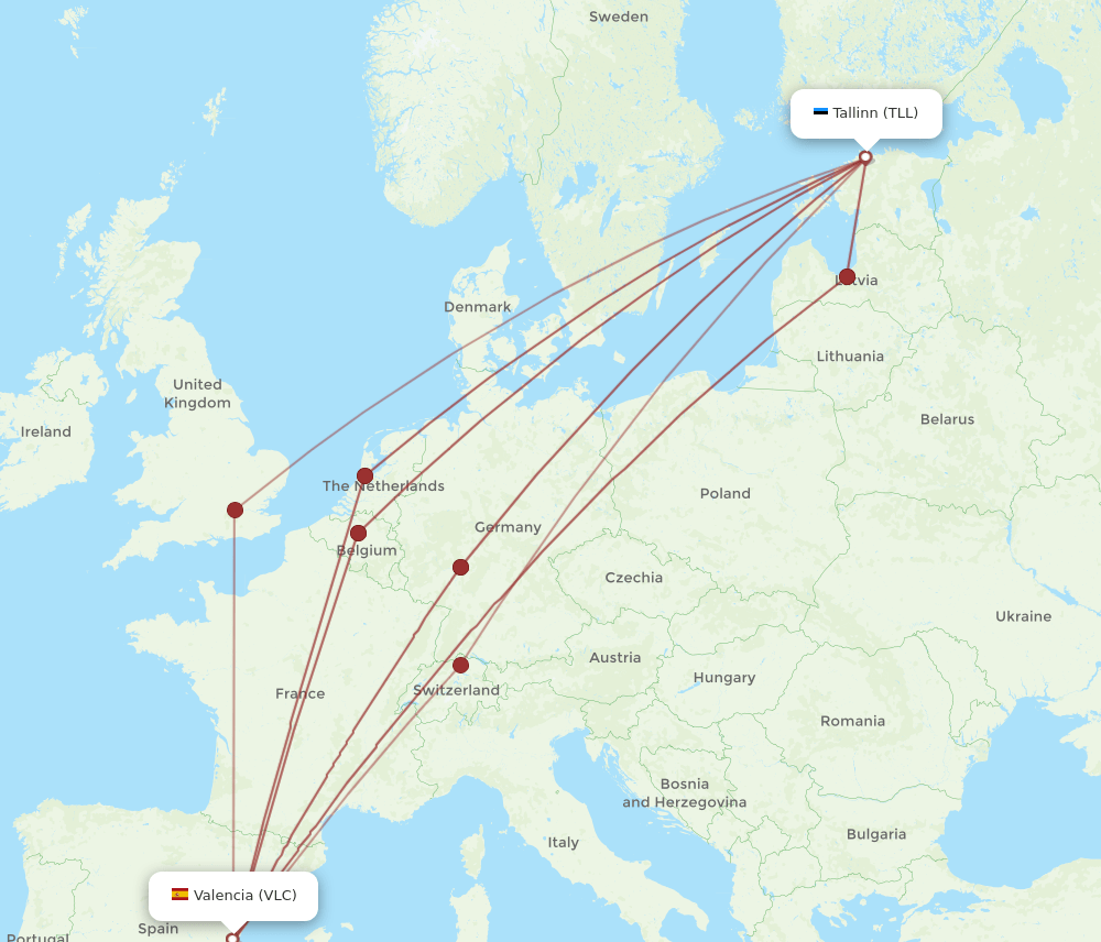 VLC-TLL flight routes