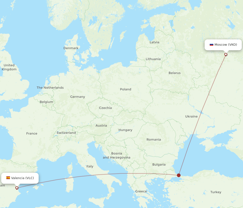 VLC-VKO flight routes