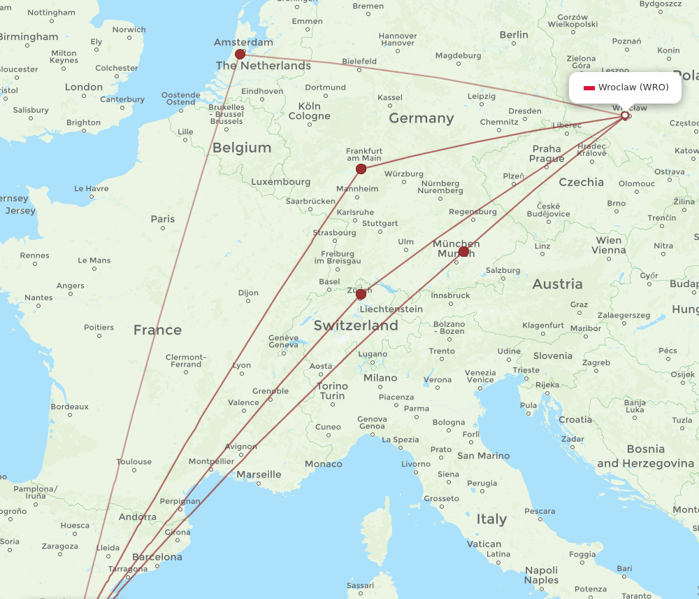 VLC-WRO flight routes