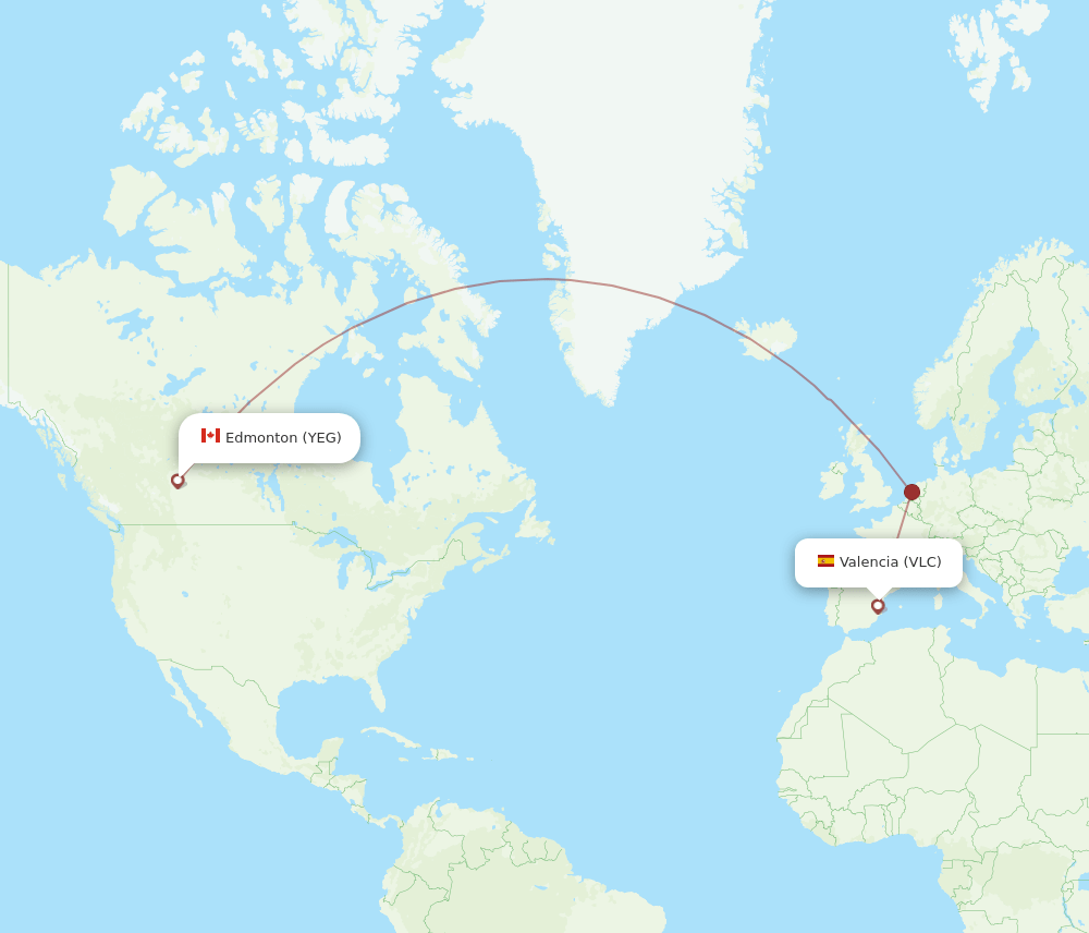 VLC-YEG flight routes