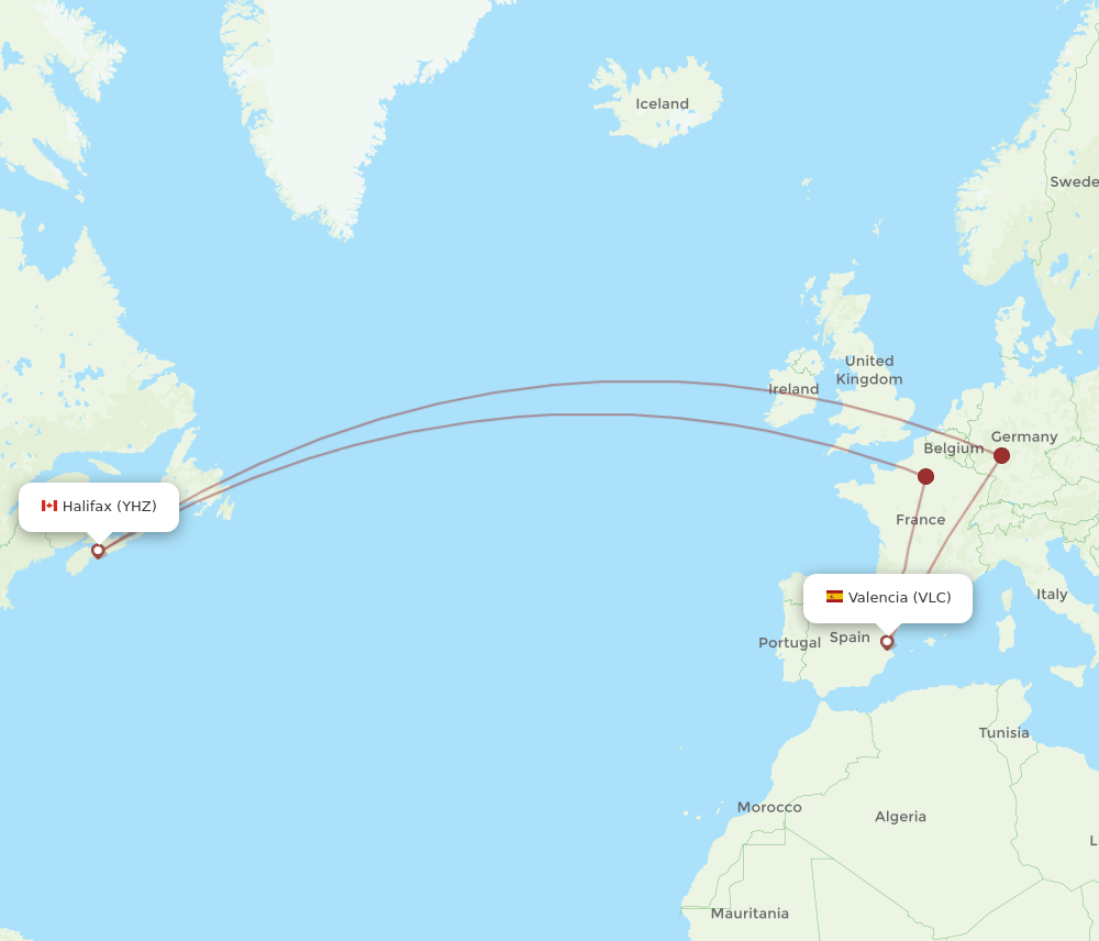 VLC-YHZ flight routes