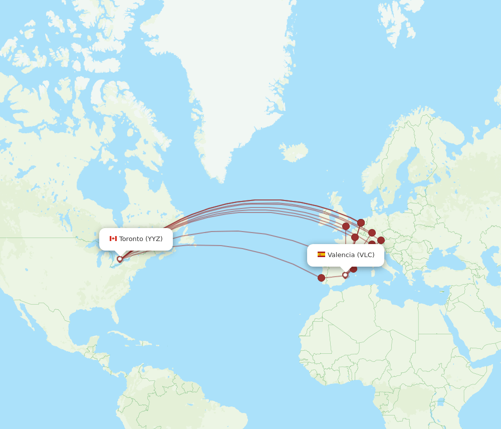VLC-YYZ flight routes