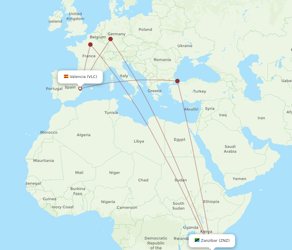 VLC-ZNZ flight routes
